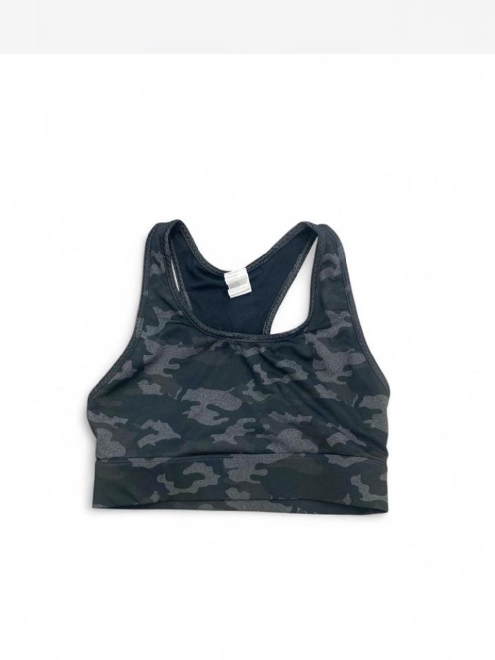 Fabletics Black Gray Camo Racerback Sports Bra - S